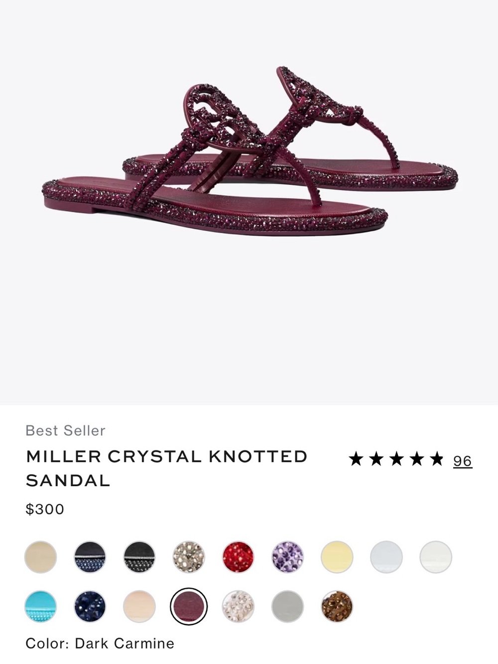 Tory Burch Miller Knotted Pave sandals dark carmine ( burgundy)